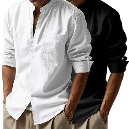 [BUY 1 GET 1 FREE] Santorini Premium Men’s Linen Shirts + FREE Exclusive Watch Gift