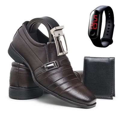 [¡COMPRÁ 1 Y LLEVATE 3 DE REGALO!] Zapatos de Cuero Premium + Cinturón + Billetera + Reloj Digital